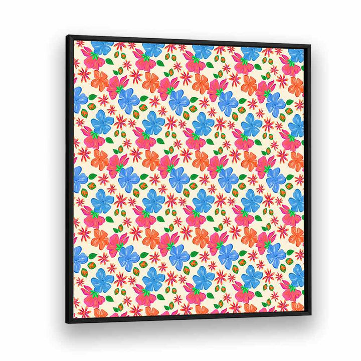 Vibrant SPRING FLORAL, FLORAL FLOWER PAINTINGS in a sleek black frame, perfect for bringing nature indoors.
