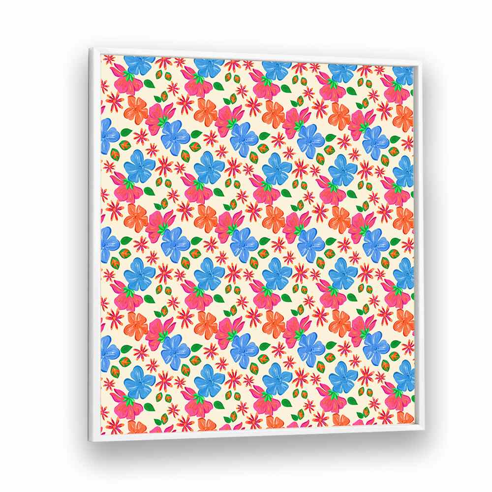 Vibrant SPRING FLORAL, FLORAL FLOWER PAINTINGS in a white frame, perfect for adding charm to any space.