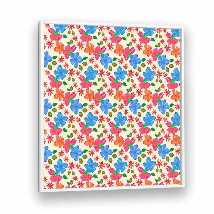 Vibrant SPRING FLORAL, FLORAL FLOWER PAINTINGS in a white frame, perfect for adding charm to any space.