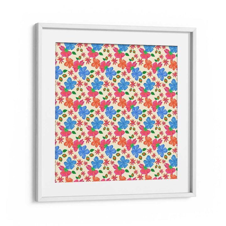 Vibrant SPRING FLORAL, FLORAL FLOWER PAINTINGS in a white frame, enhancing your home with nature's beauty.