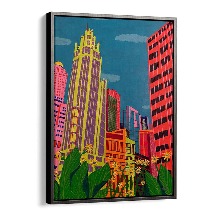 spring in chicago landscape art prints in Black Floater Frame
