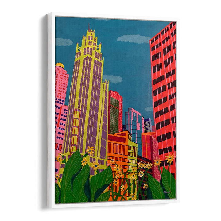 spring in chicago landscape art prints in White Floater Frame