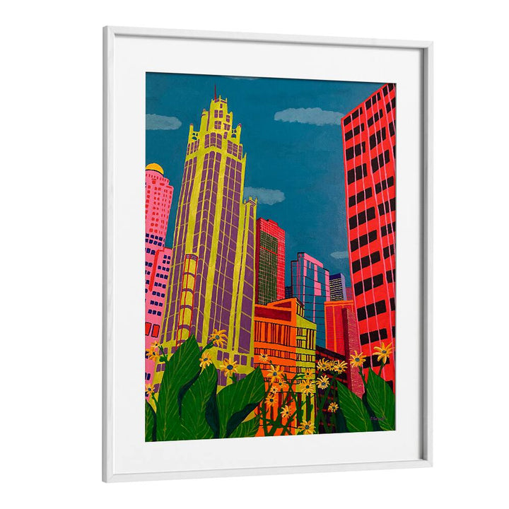 spring in chicago landscape art prints in White Frame With Mount