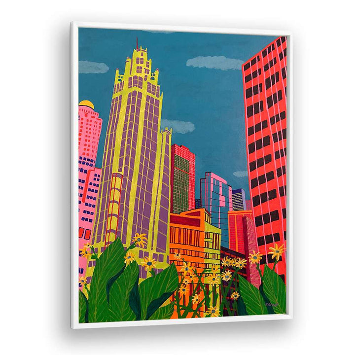 spring in chicago landscape art prints in White Plain Frame