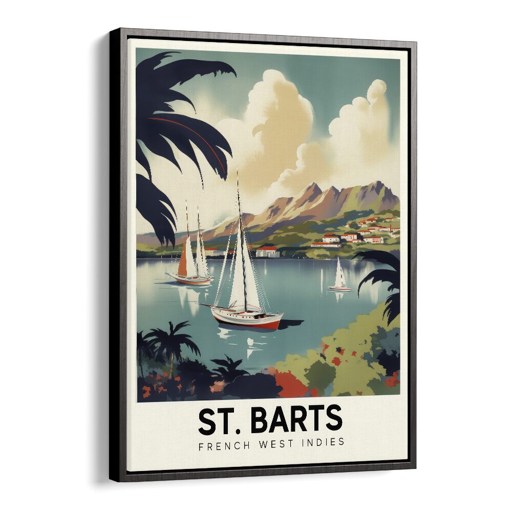 st. barts-french travel posters in Black Floater Frame