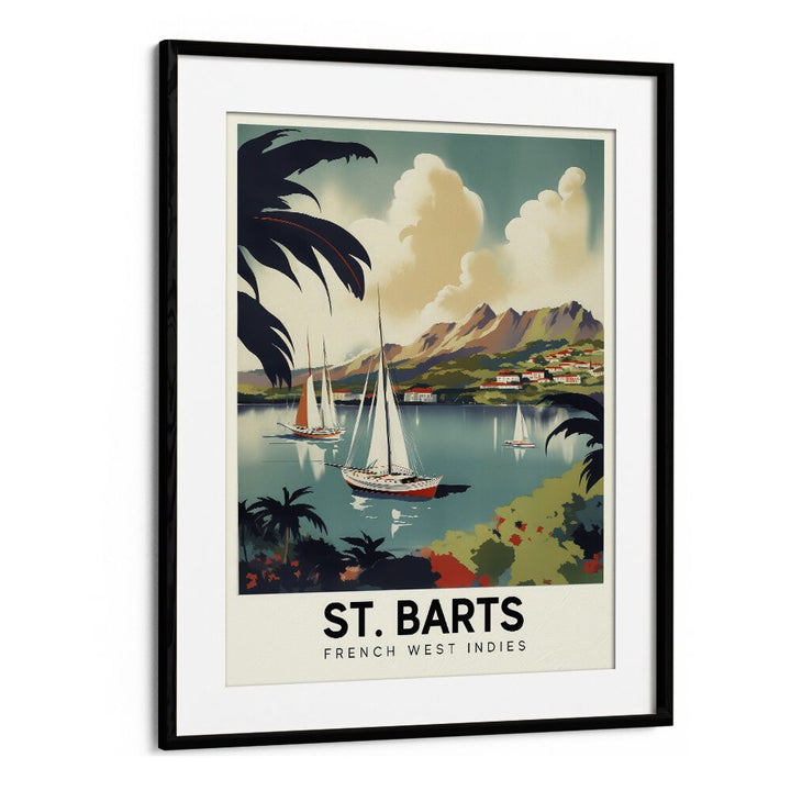 st. barts-french travel posters in Black Frame With Mount