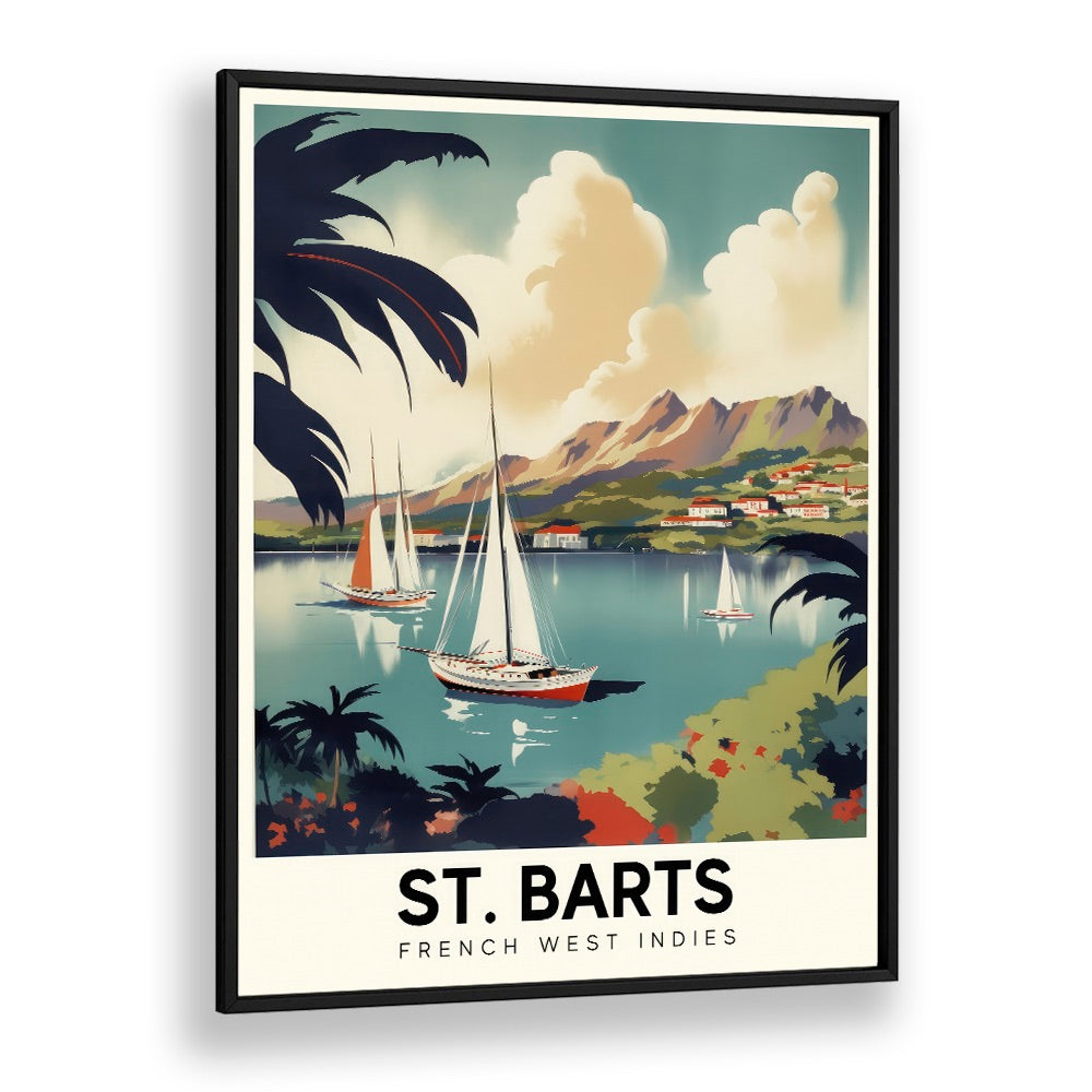 st. barts-french travel posters in Black Plain Frame