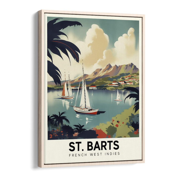 st. barts-french travel posters in Oak Wood Floater Frame