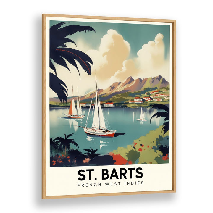 st. barts-french travel posters in Oak Wood Plain Frame