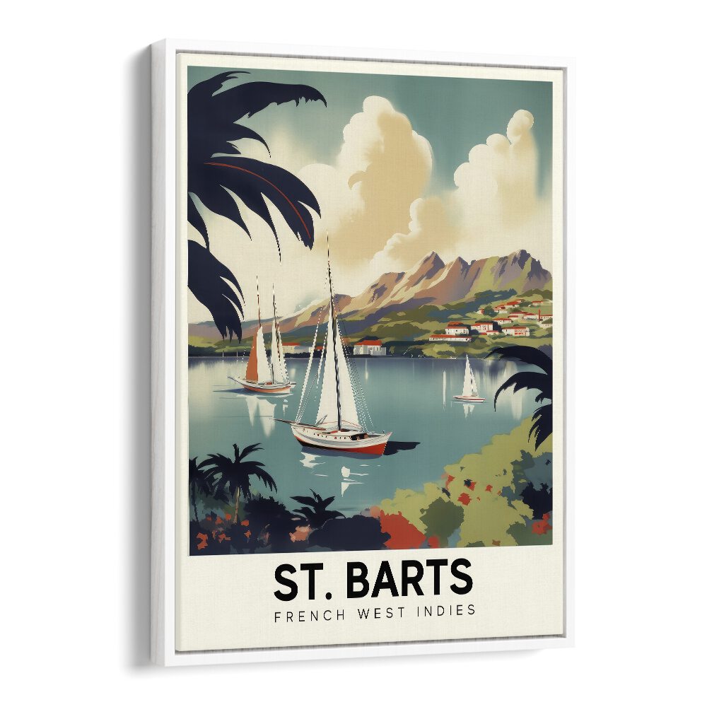 st. barts-french travel posters in White Floater Frame