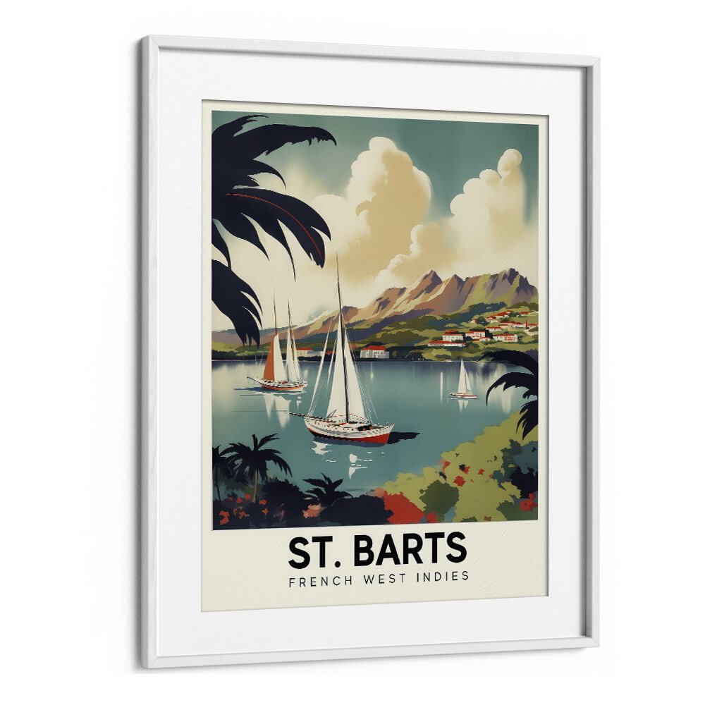 st. barts-french travel posters in White Frame With Mount