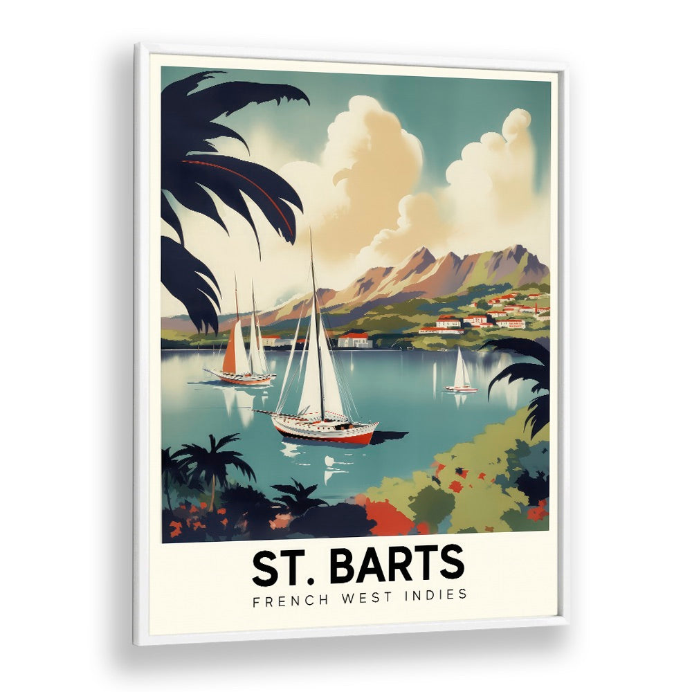 st. barts-french travel posters in White Plain Frame