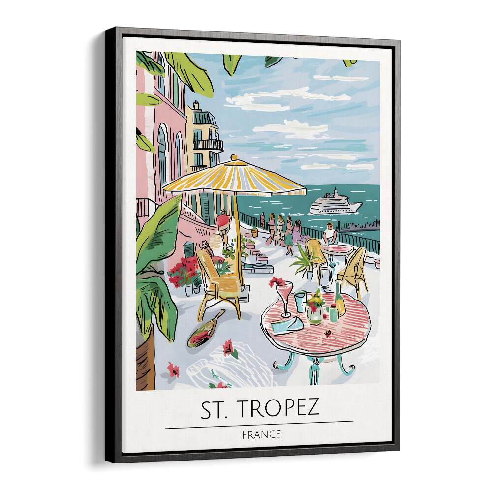 st. tropez-france travel posters in Black Floater Frame