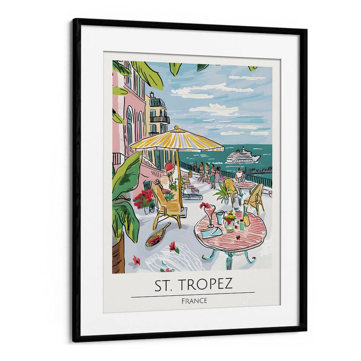 st. tropez-france travel posters in Black Frame With Mount