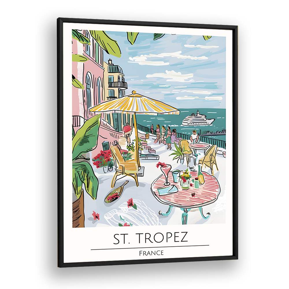 st. tropez-france travel posters in Black Plain Frame