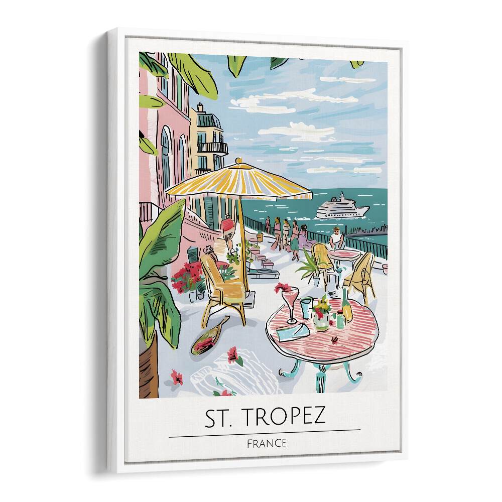 st. tropez-france travel posters in White Floater Frame