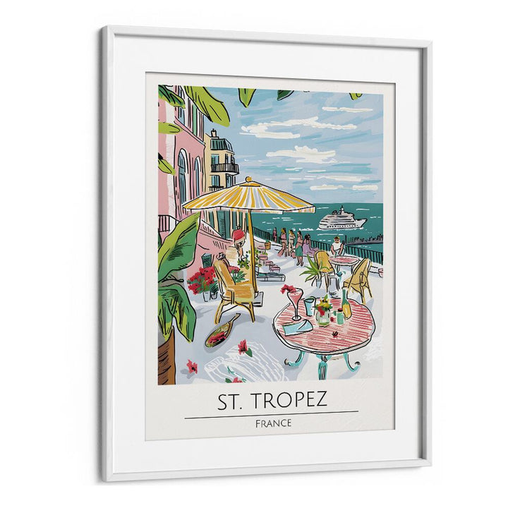 st. tropez-france travel posters in White Frame With Mount