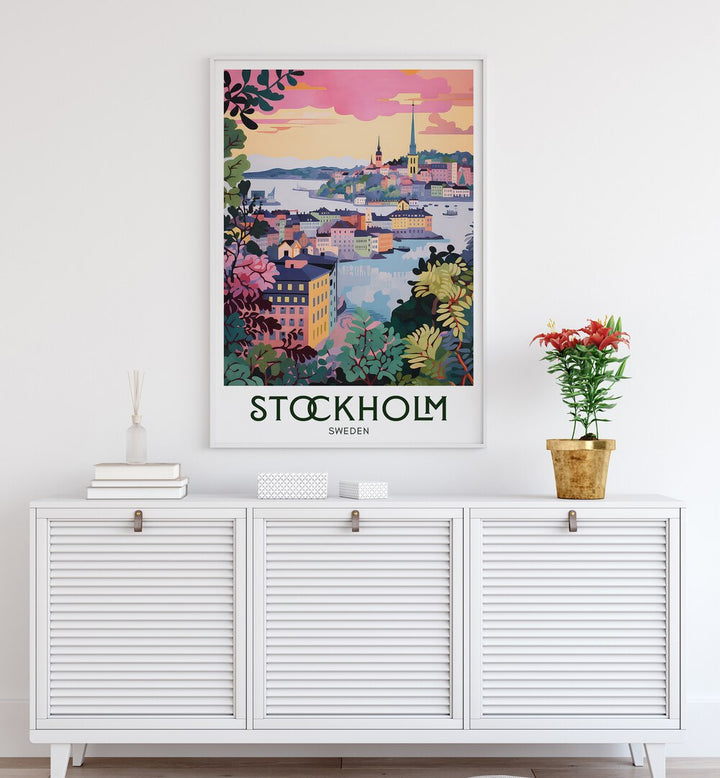 stockholm serenity travel posters Artwork II placed on a Wall 