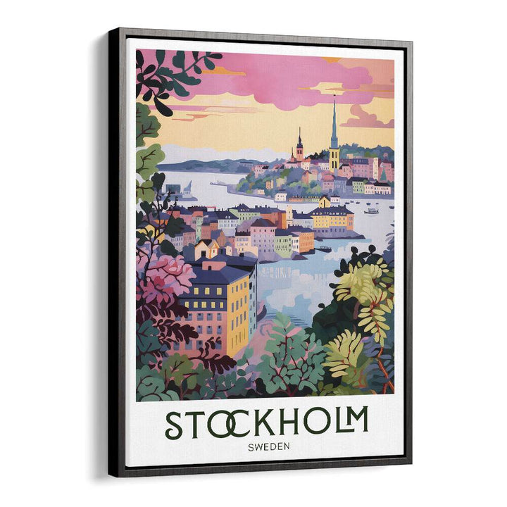 stockholm serenity travel posters in Black Floater Frame