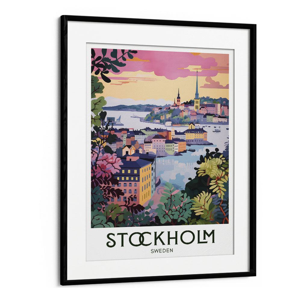 stockholm serenity travel posters in Black Frame With Mount