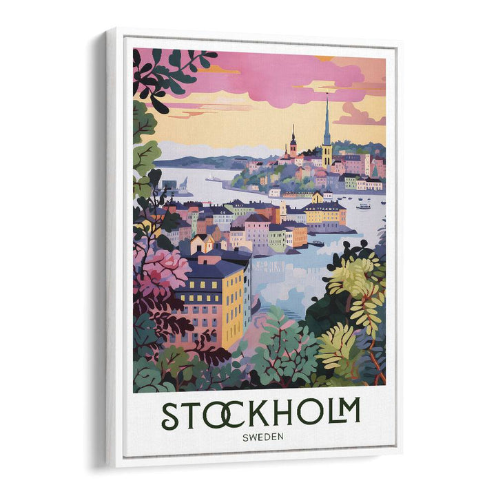 stockholm serenity travel posters in White Floater Frame