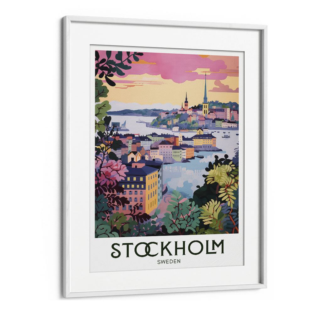 stockholm serenity travel posters in White Frame With Mount