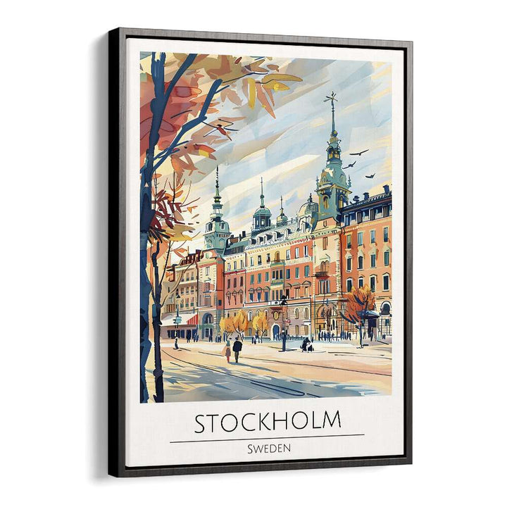 stockholm-sweden travel posters in Black Floater Frame