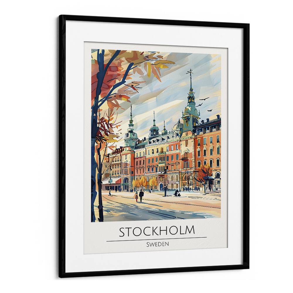 stockholm-sweden travel posters in Black Frame With Mount