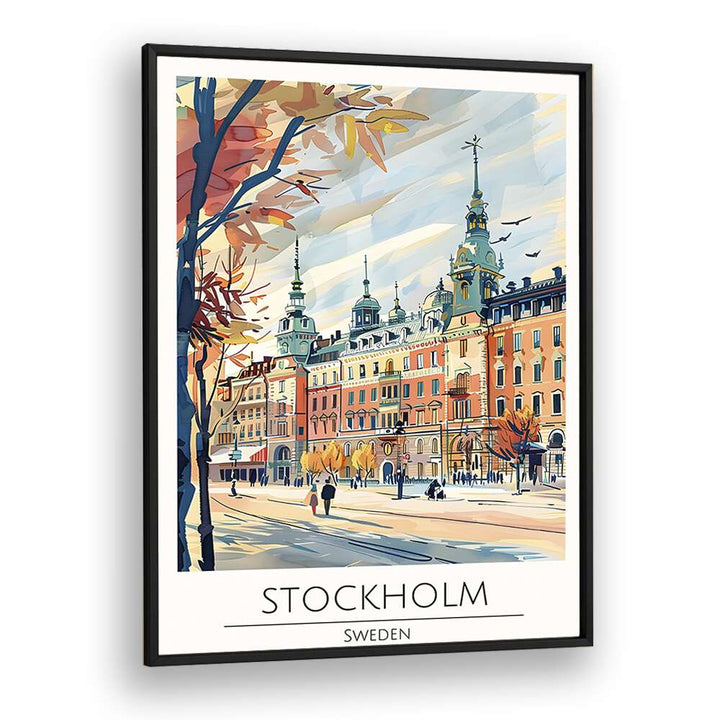 stockholm-sweden travel posters in Black Plain Frame