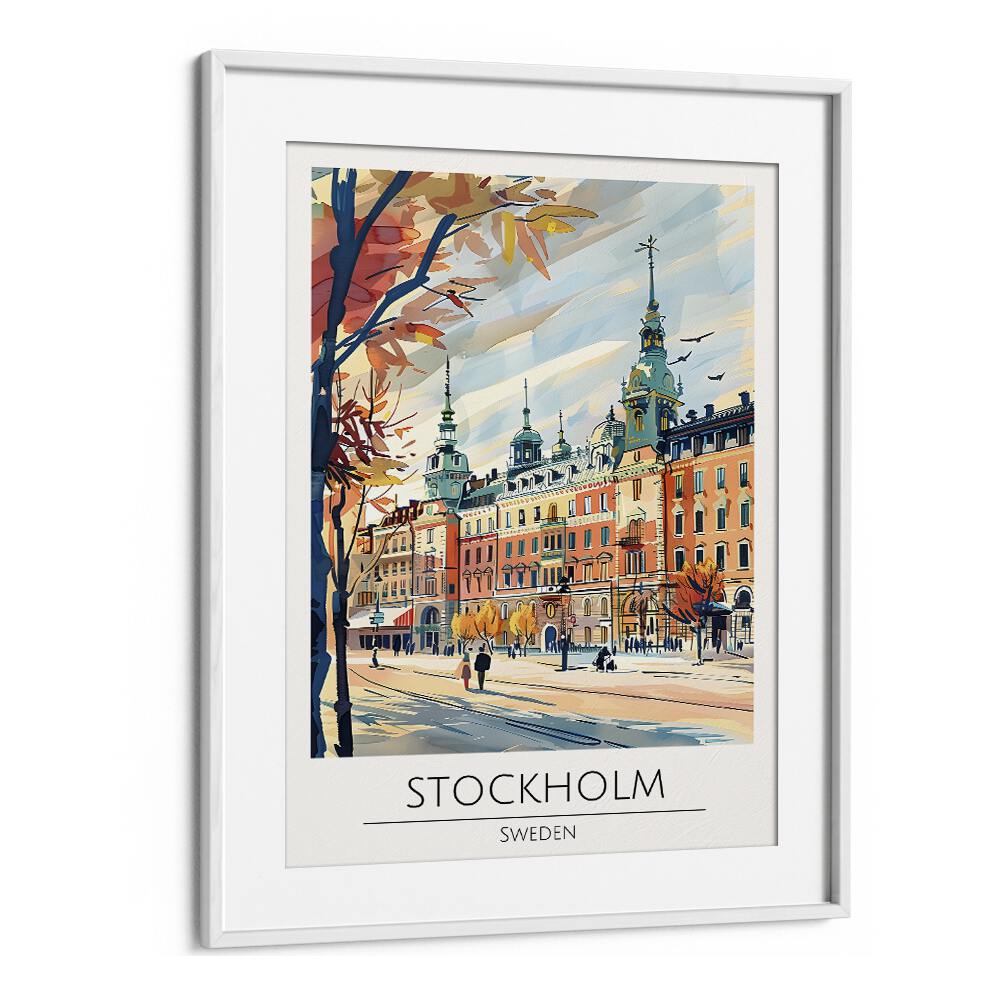 stockholm-sweden travel posters in White Frame With Mount