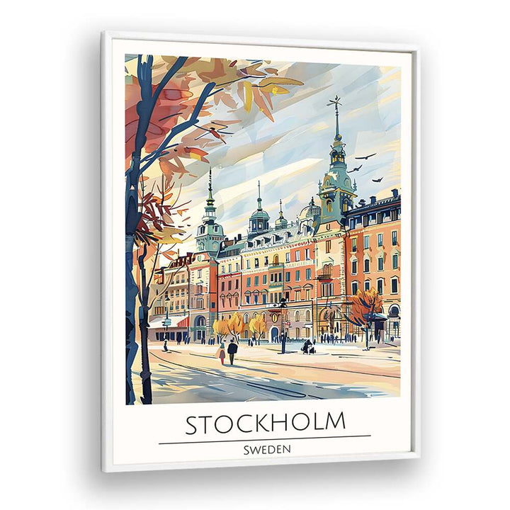 stockholm-sweden travel posters in White Plain Frame