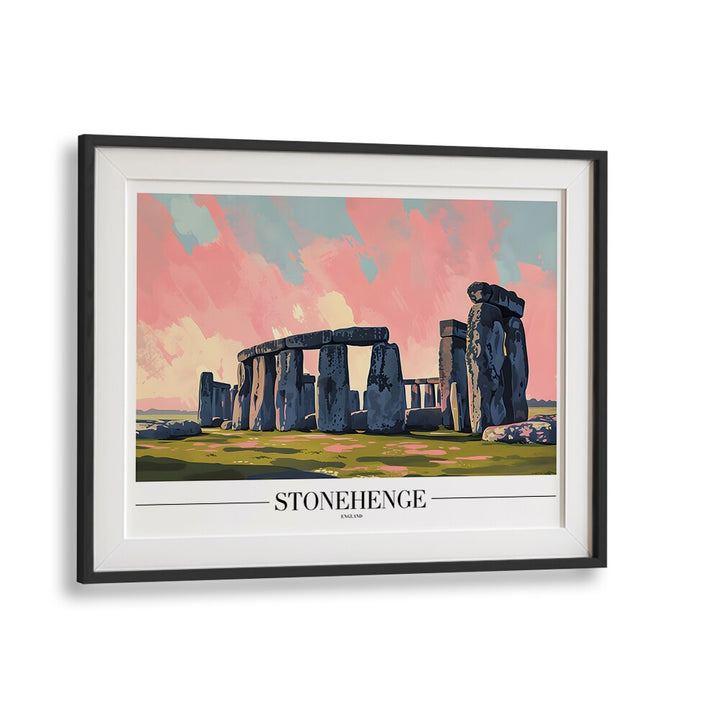 stonehenge-england travel posters in Black Frame With Mount