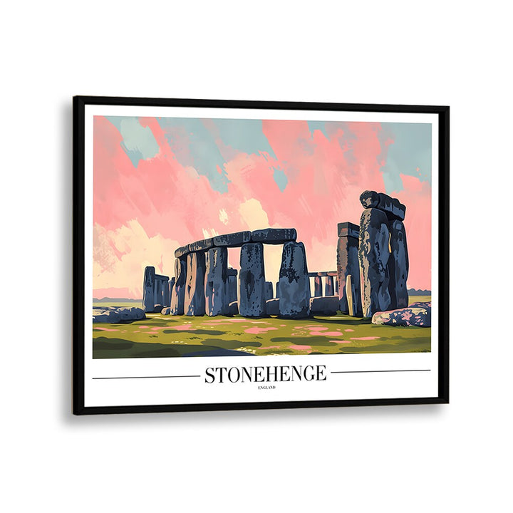 stonehenge-england travel posters in Black Plain Frame