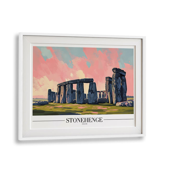 stonehenge-england travel posters in White Frame With Mount