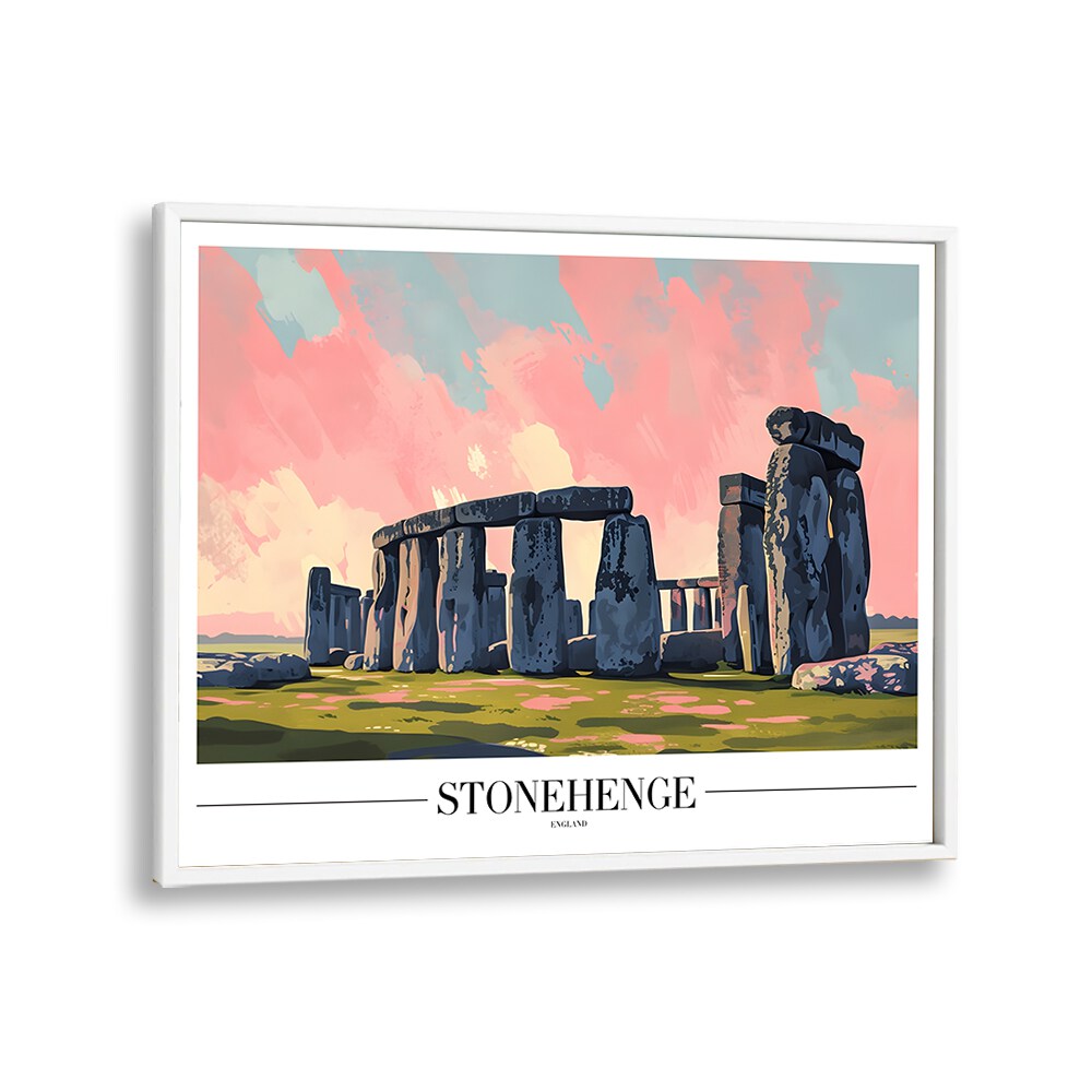 stonehenge-england travel posters in White Plain Frame