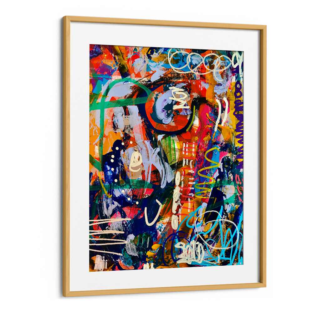 street beat abstract paintings in Oak Wood Frame With Mount