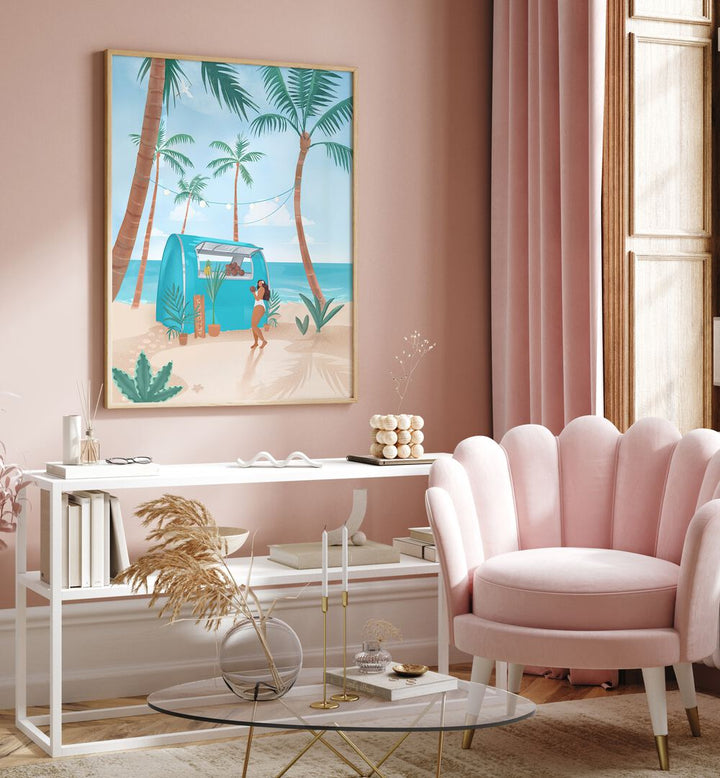 summer by petra lidze beach prints Artwork II placed on a wall