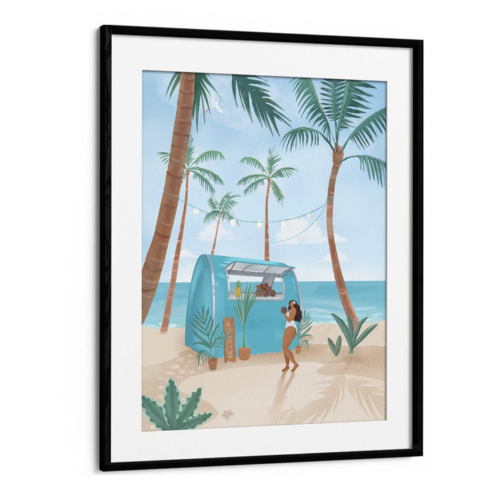 summer by petra lidze beach prints in Black Frame With Mount