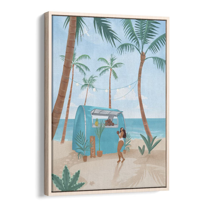 summer by petra lidze beach prints in Oak Wood Floater Frame