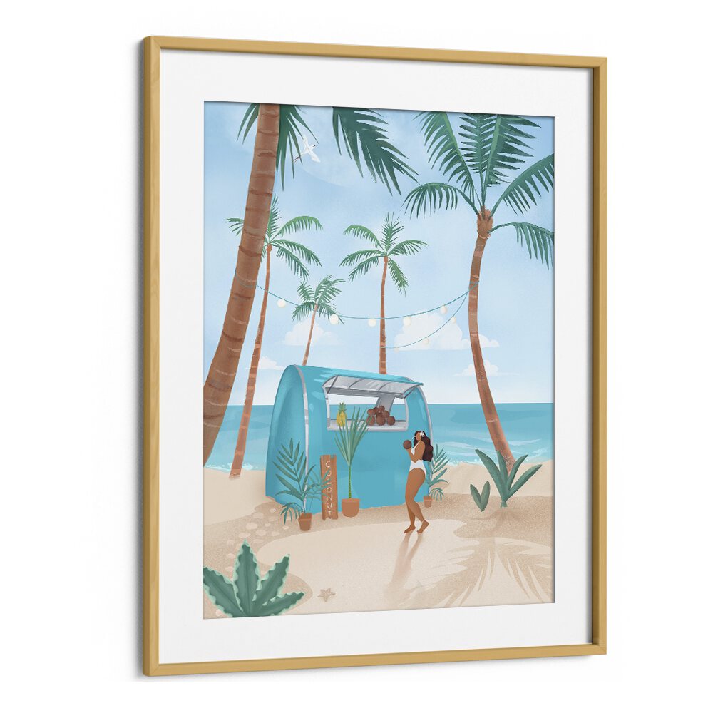 summer by petra lidze beach prints in Oak Wood Frame With Mount