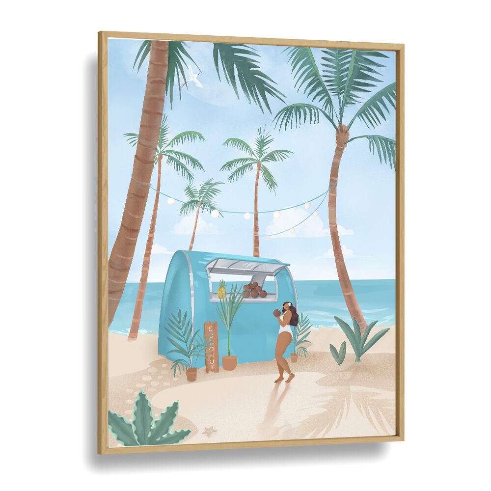 summer by petra lidze beach prints in Oak Wood Plain Frame