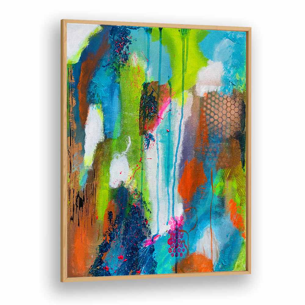 summer fruits abstract paintings in Oak Wood Plain Frame