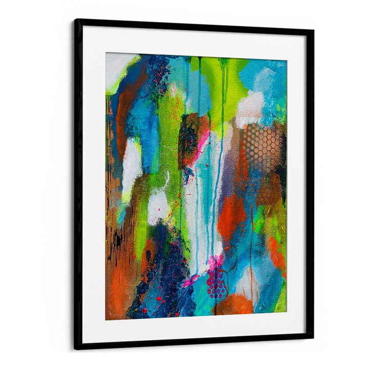 summer fruits abstract paintings in Black Frame With Mount