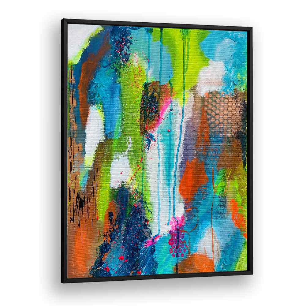 summer fruits abstract paintings in Black Plain Frame