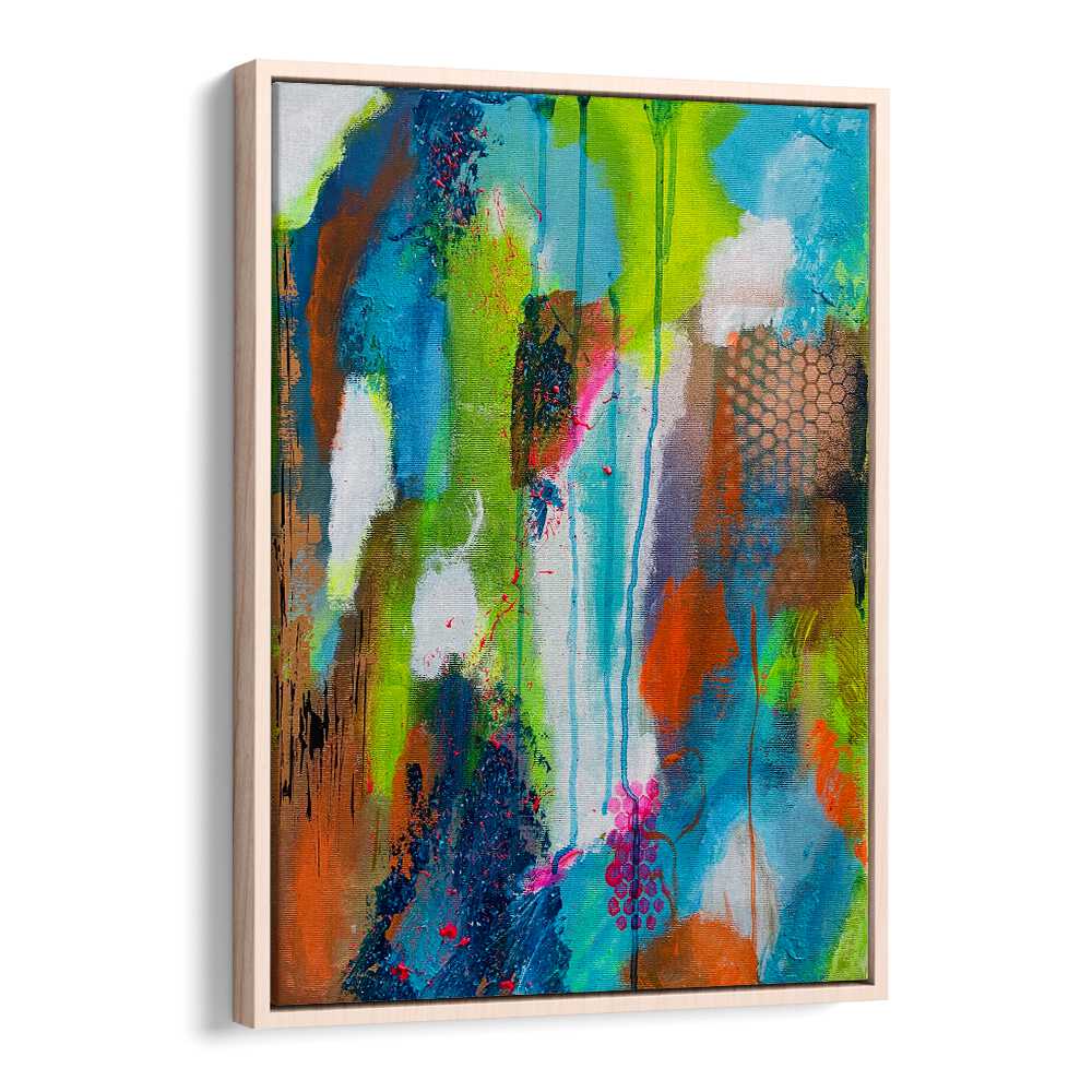 summer fruits abstract paintings in Oak Wood Floater Frame