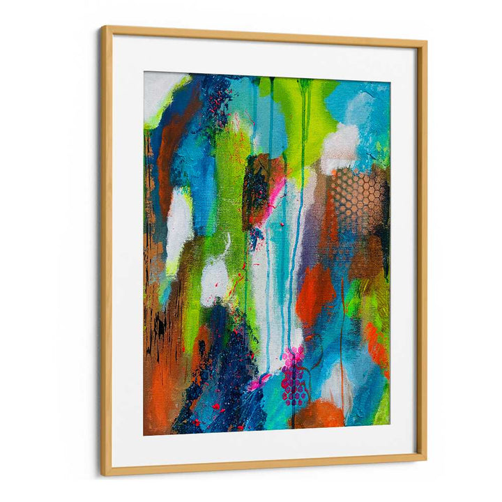 summer fruits abstract paintings in Oak Wood Frame With Mount