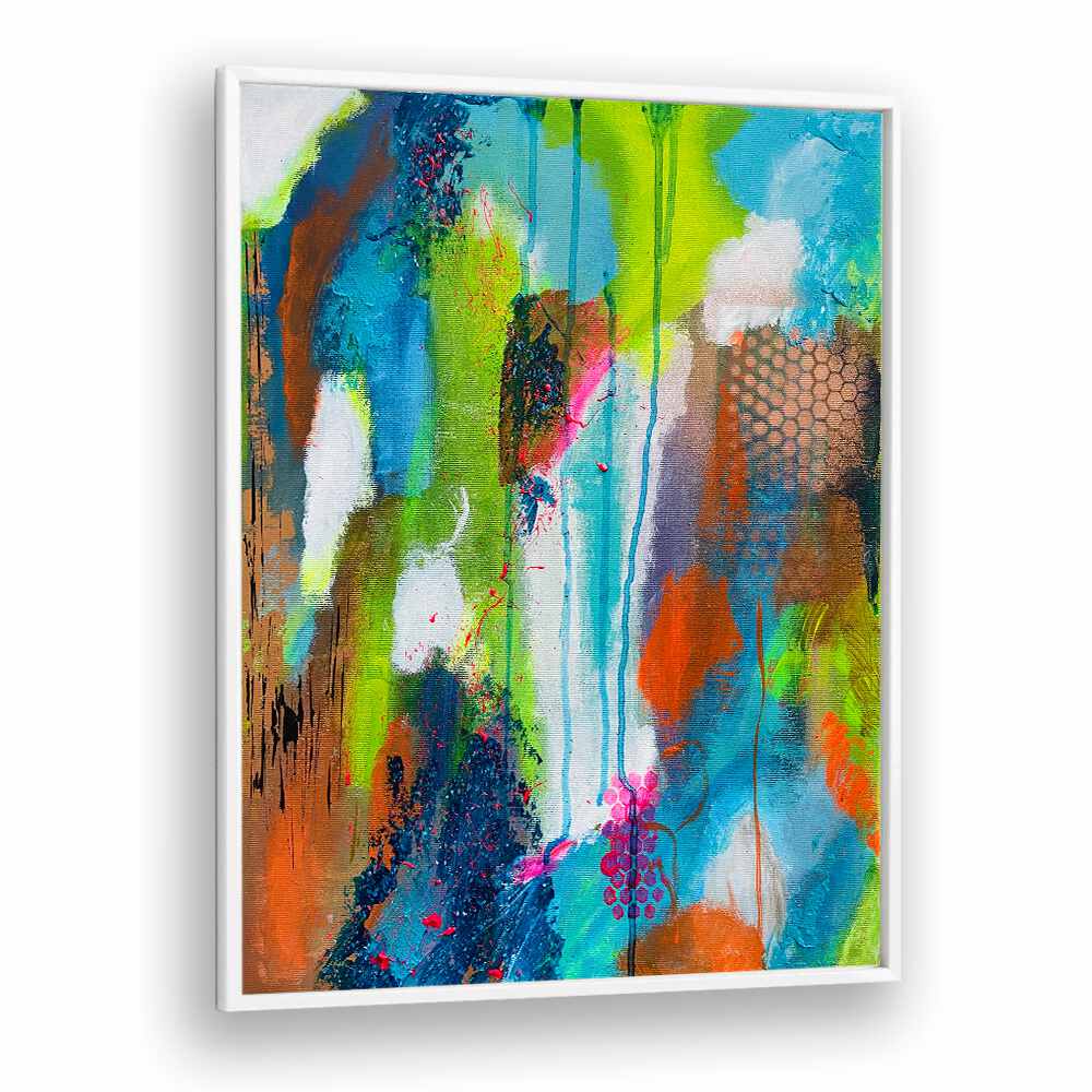 summer fruits abstract paintings in White Plain Frame