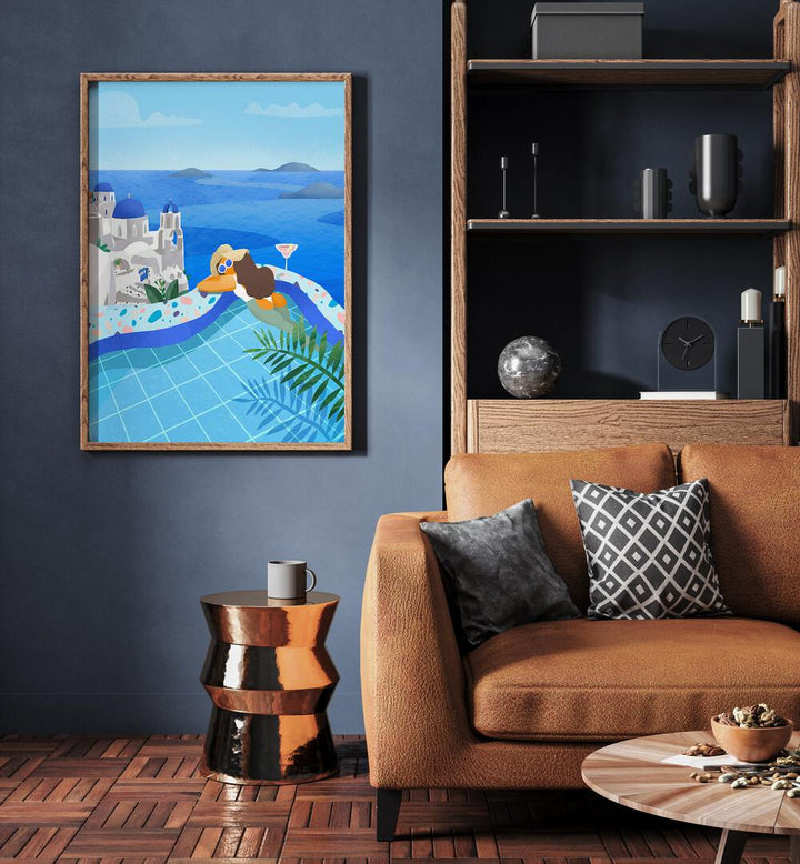 summer in greece by petra lidze travel posters Artwork III placed on a wall