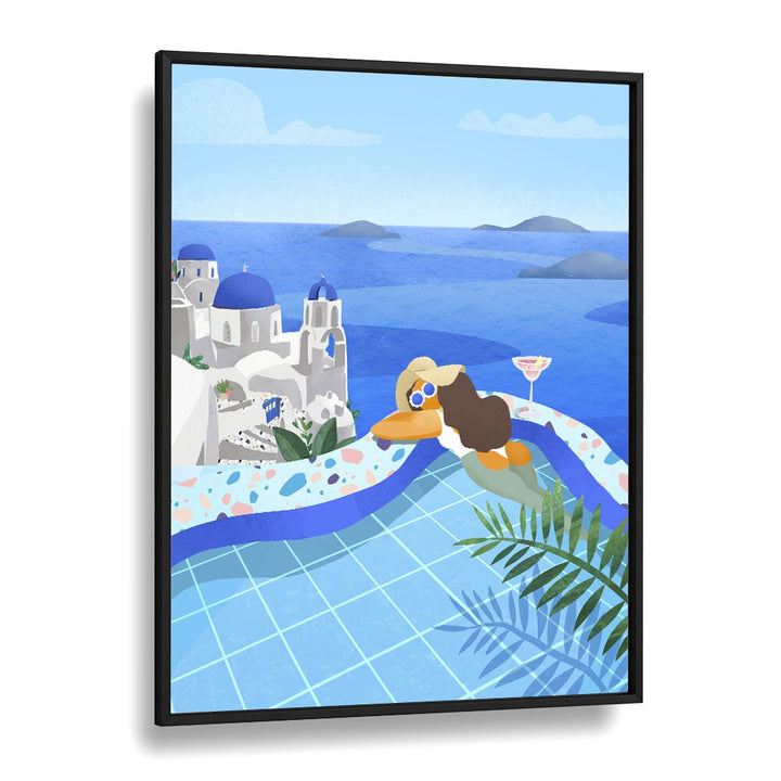 summer in greece by petra lidze travel posters in Black Plain Frame