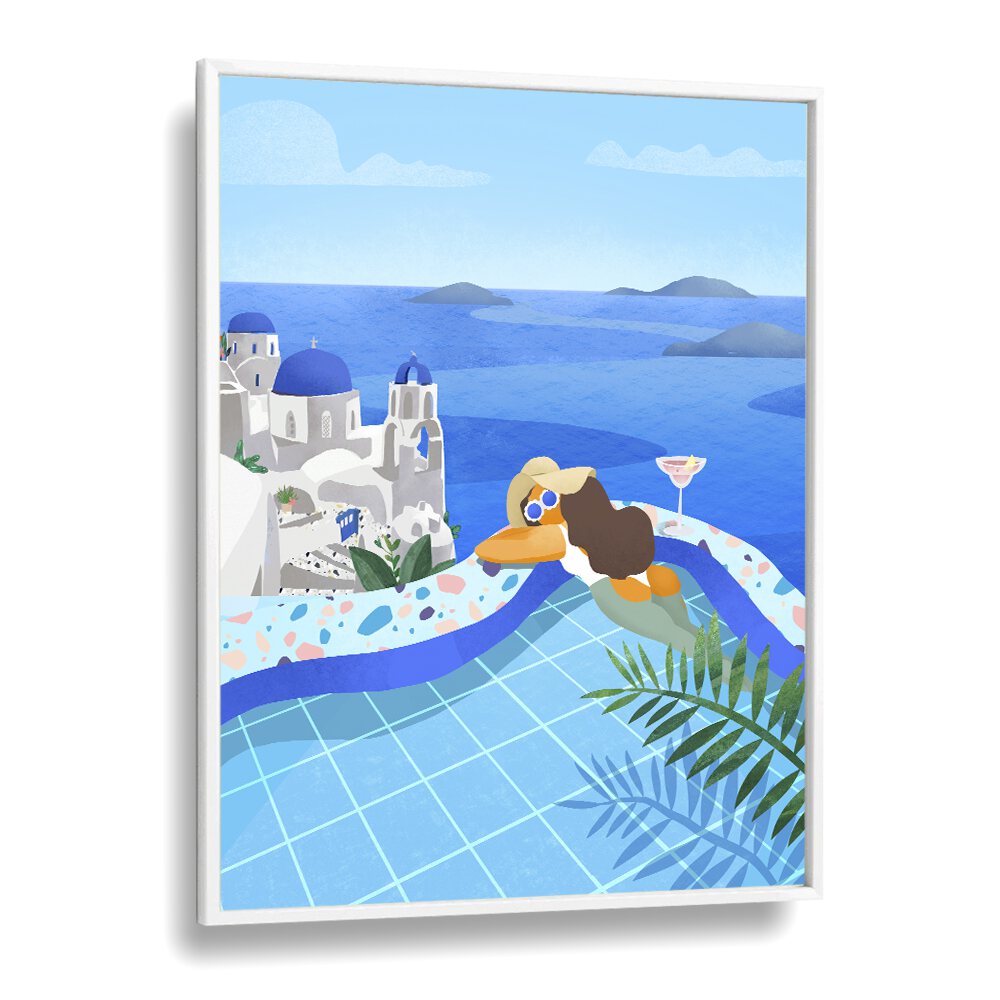 summer in greece by petra lidze travel posters in White Plain Frame